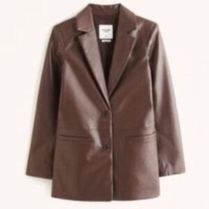 Abercrombie Vegan Leather Blazer (Brown)